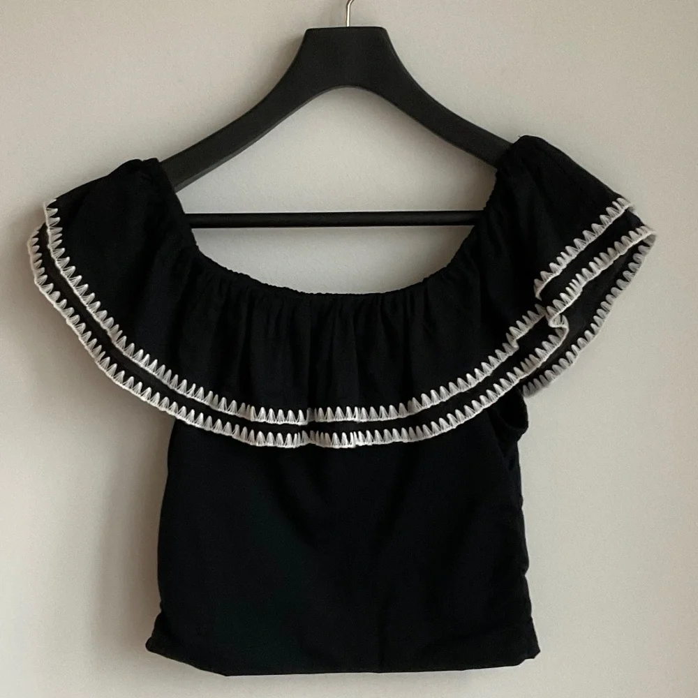 J. Crew Black Off The Shoulder Ruffle Top - Various Size